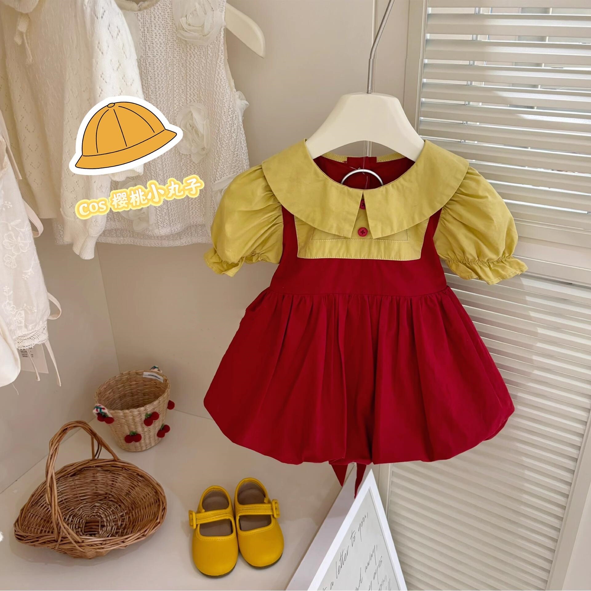 [Xianning Seven] Cherry Maruko Vestido de niña Verano Niños Estilo occidental Falda de princesa Vestido de verano del bebé Tendencia