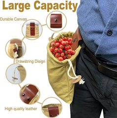 Outdoor foraging bag, waist-mounted tool bag, fruit picking bag, canvas storage bag organizer bag