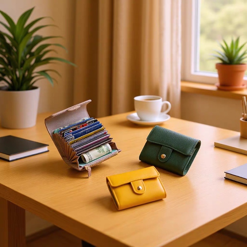 Cross-Border Accordion-Style Card Holder for Women, Compact Id Card Holder, Two-In-One Anti-Magnetic, Multi-Functional, Large Capacity, Multiple Card Slots, Anti-Magnetic
