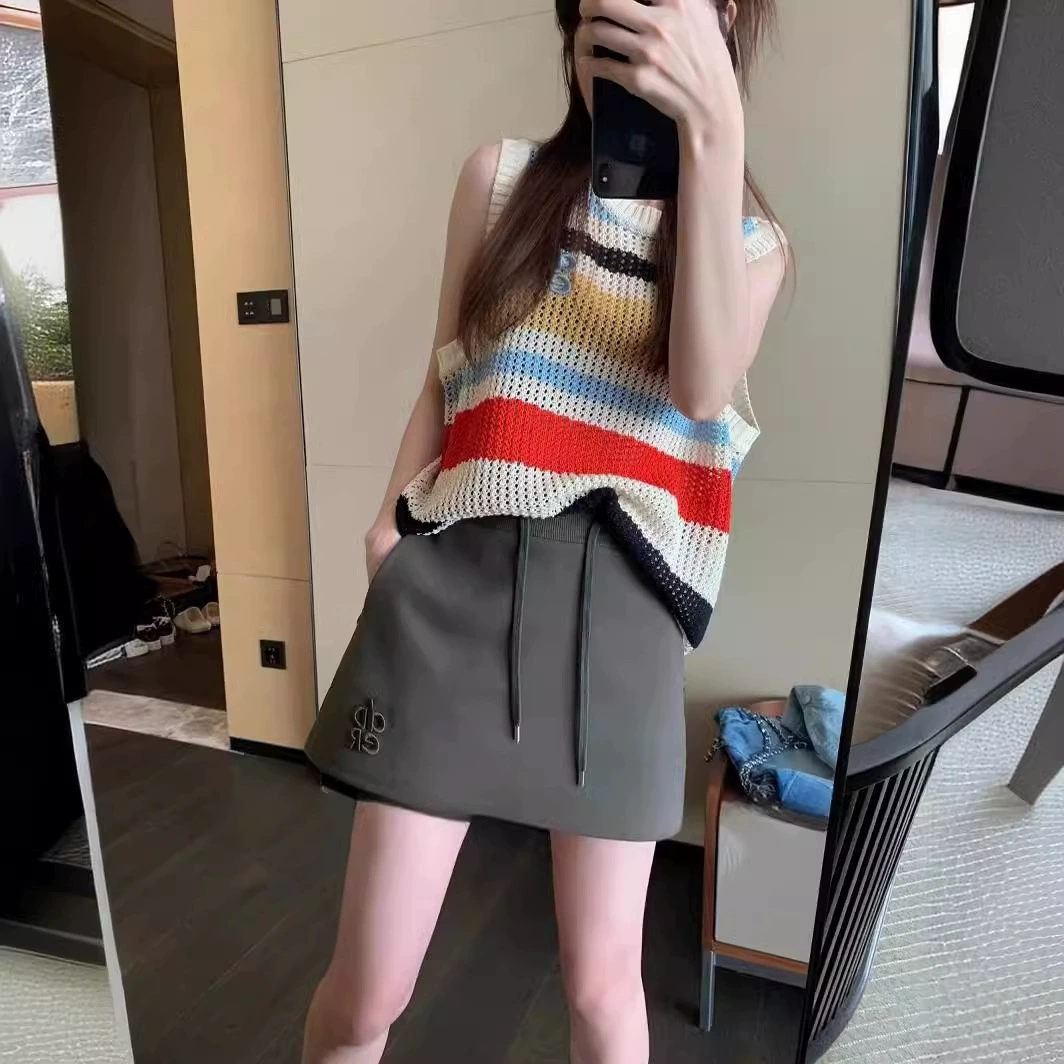 Jimo спот ADER весна и лето новый бюст юбка повседневная мода высокая буква вышивки веревка юбка брюки