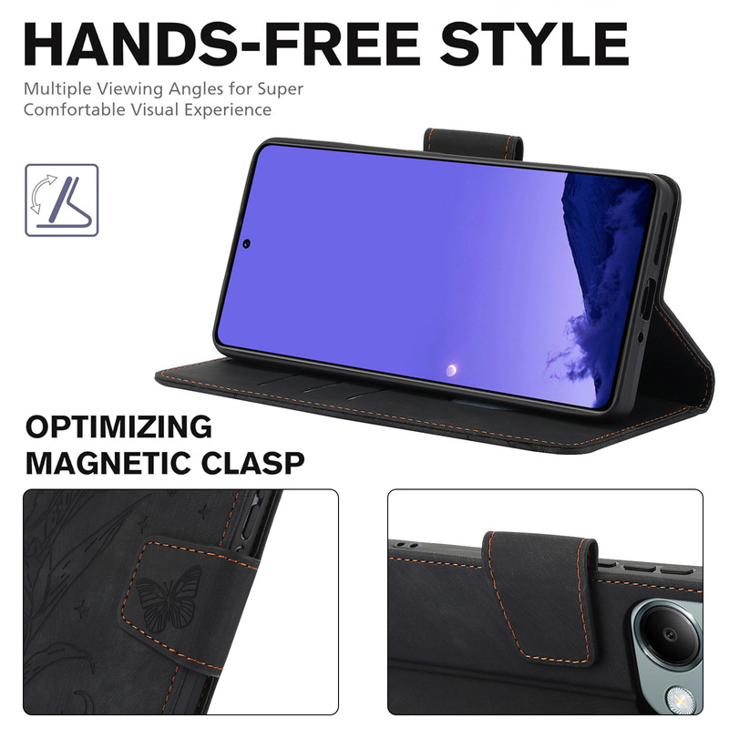 Suitable for Redmi Note14 Mobile Phone Case, Redmi Note15Pro5G Embossed Anti-Fall Wallet Style Mobile Phone Leather Case