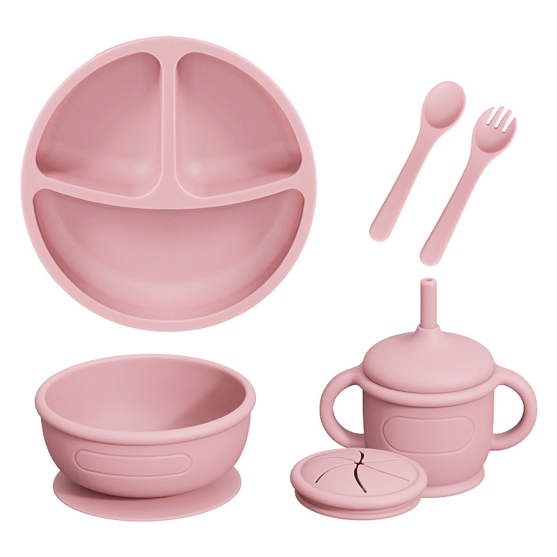 Baby Food Grade Silicone Tableware Corrugated suit Food Bowl Baby Silicone Spoon Silicone Bowl Silicone Cup Bib