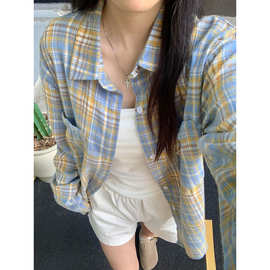 多个色差都有货 格子衬衫女春秋季新款
