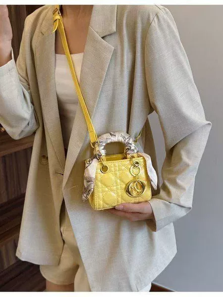 2026 New Versatile High-End Small Square Bag with Shiny Material, Lady Dior Handbag, Shoulder Bag, Crossbody Bag, Fashionable and Exquisite Crossbody Small Bag