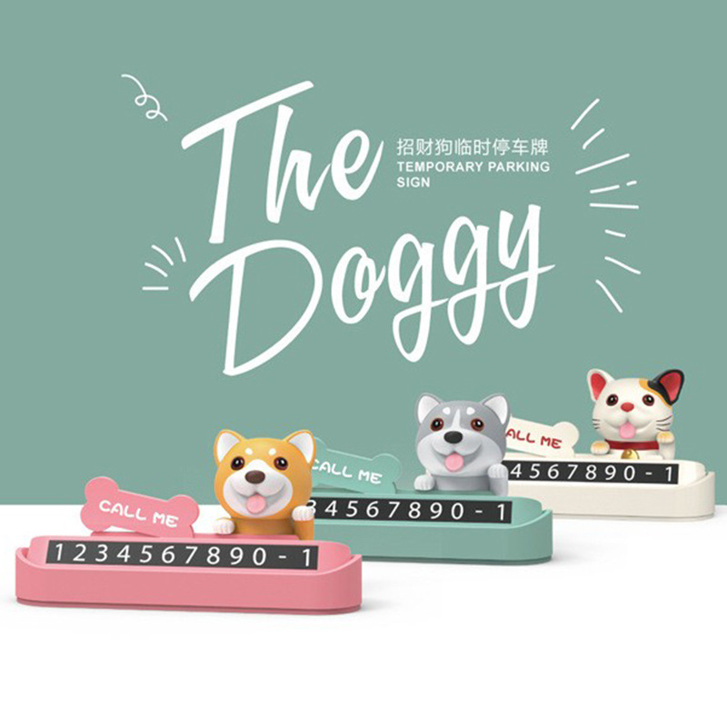 TheDoggy Cute Pet Dog Puppy Car Moving Car Phone Sign Female Car Temporary Parking Number Plate