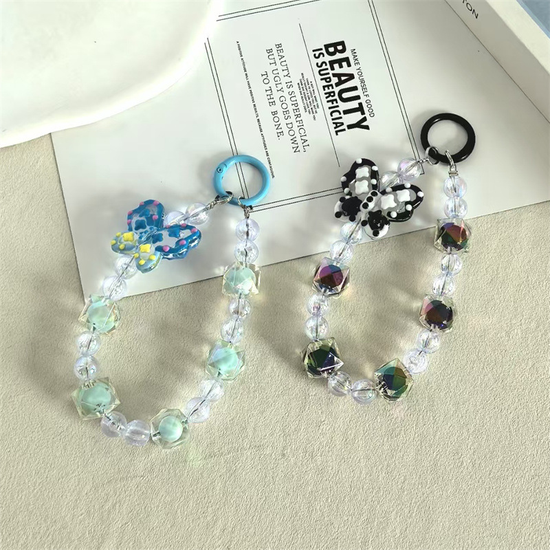 Portachiavi creativo con ciondolo a forma di fiocco in cristallo e perline pesanti, per zaino da donna, accessori di moda raffinati_voghion.com