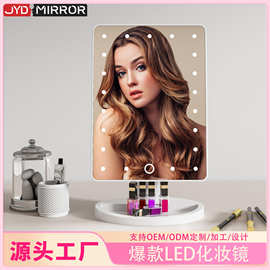 2023年亚马逊爆款升级方形单面台式LED化妆镜 带10X放大美容镜