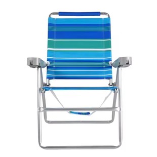 Kejie Customized High-Sitting Outdoor Lounge Chair Folding Chair with Cup Holder Mobile Phone Holder Beach Lounge Chair
