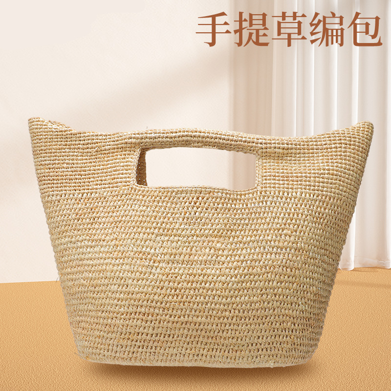 Cross-Border Straw Bag New Style Raffia Handbag Women's Large Capacity Straw Bag Amazon Handmade Woven Bag