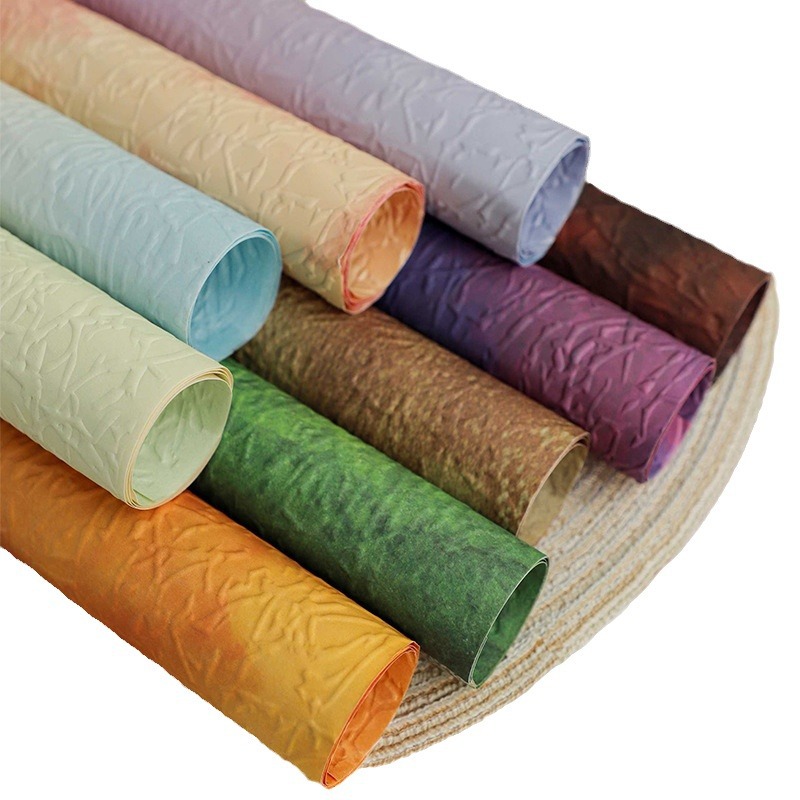 Huaxi piedra textura papel de tinta de alta textura ramo pliegue papel de embalaje impermeable material DIY hecho a mano