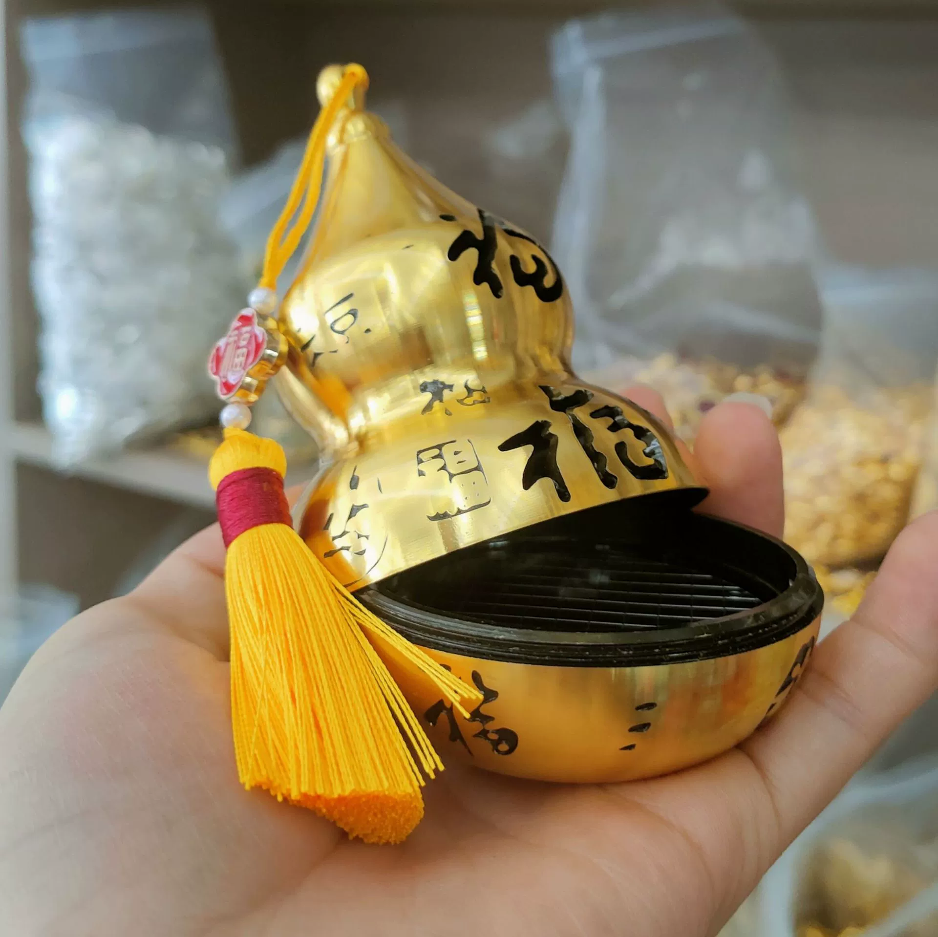 Vietnamese sand gold electroplating real gold copper alloy gourd incense burner Chinese sandalwood burner ornaments e-commerce live broadcast factory wholesale