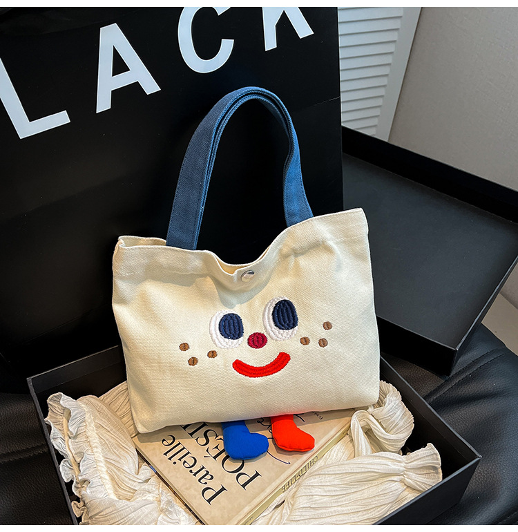 ins mini canvas bag, cute peach tote bag, Korean girl snack bento small bag canvas bag wholesale undefined