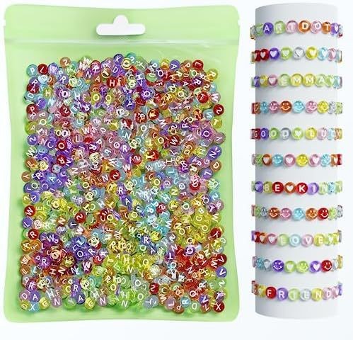 Bolsas de macarón con cuentas de letras, varios estilos, pulsera de bricolaje con cuentas de letras y fabricación de joyas, venta caliente transfronteriza