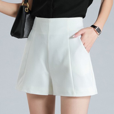Suit Short Women's Spring and Summer High-Waisted 2025 New Outer Wear Casual A-Line Loose Slimming Look Black Wide-Leg Pants Ins
