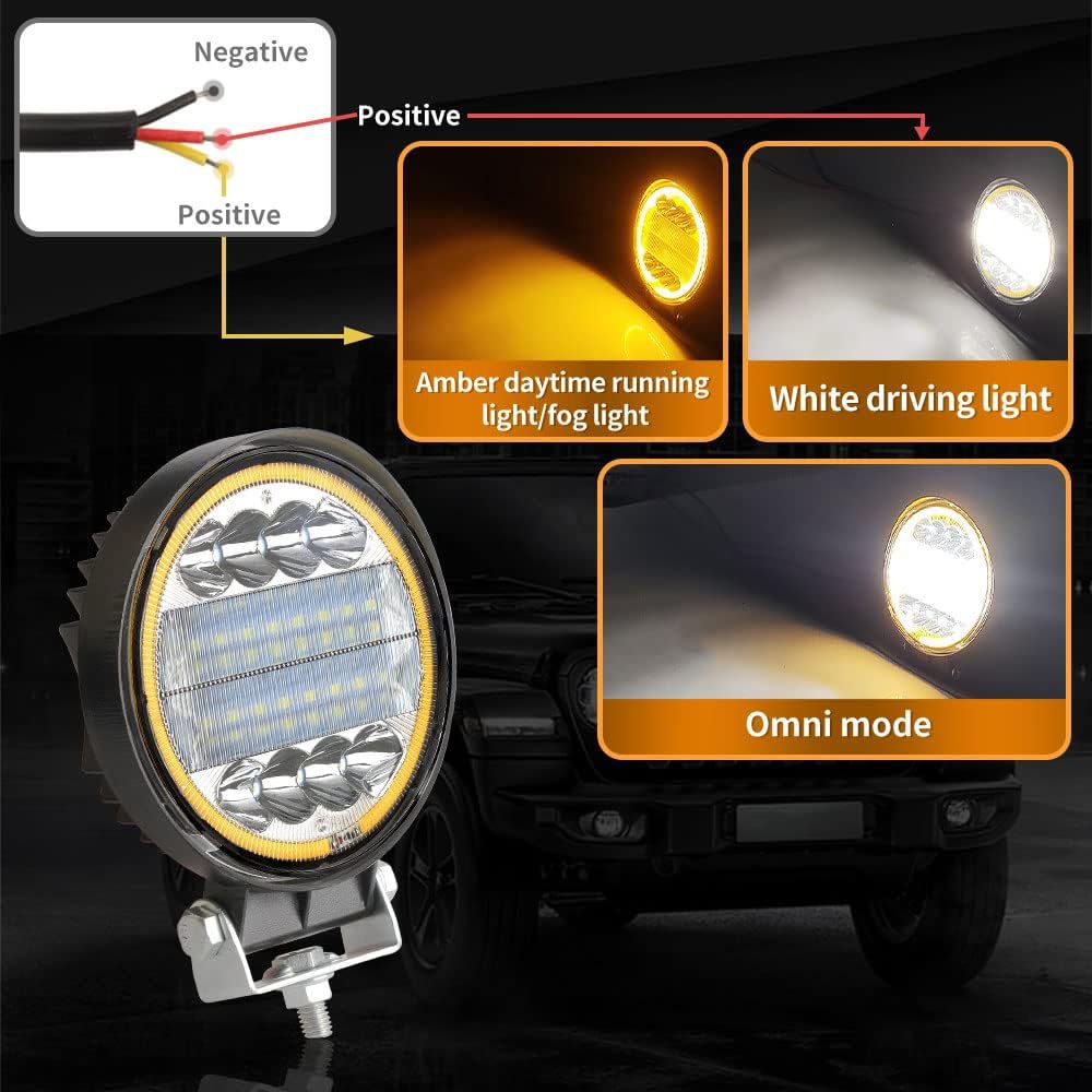 Car Led Work Light 4inch with Aperture Circular Spotlight 72W 24-Light Inspection Headlight for Off-Road Vehicles and Trucks