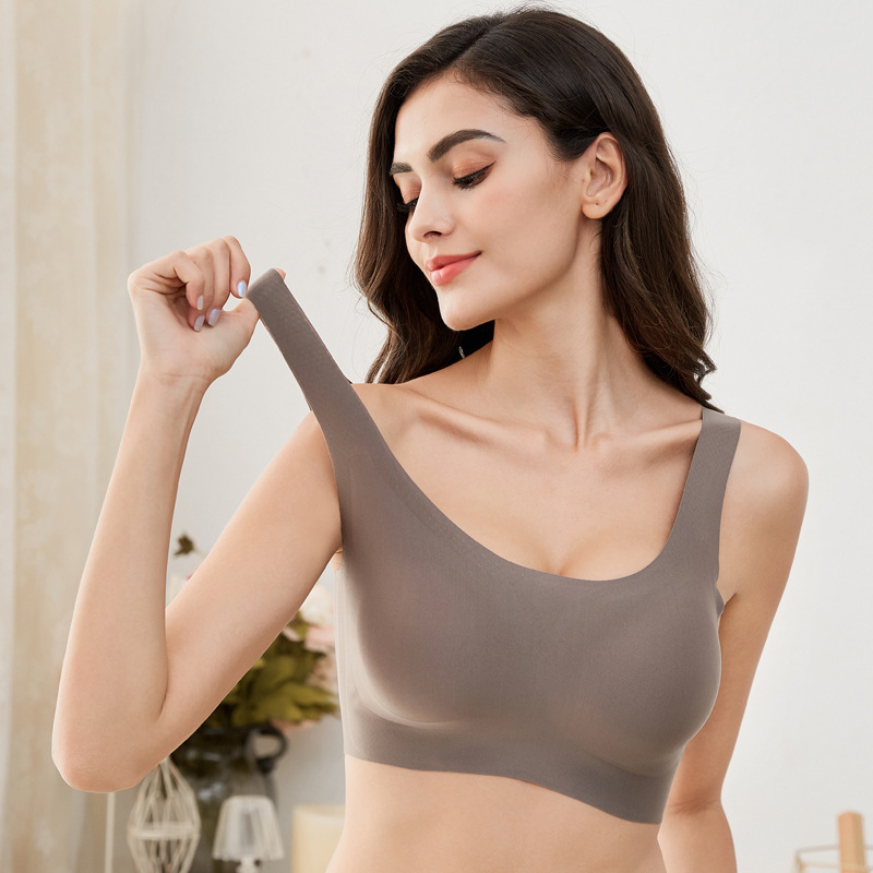 Same Bra Non-rimless Vest Bra Non-marking Ice Silk Bra Underwear Women's Sexy Bra Push-up