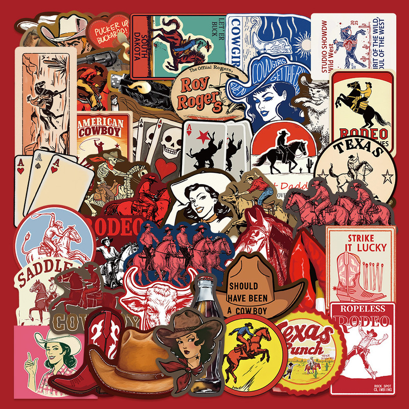50 Western Gothic Style Stickers Computer Handbook Mobile Phone Case Journal Skateboard Guitar Decoration Waterproof Stickers