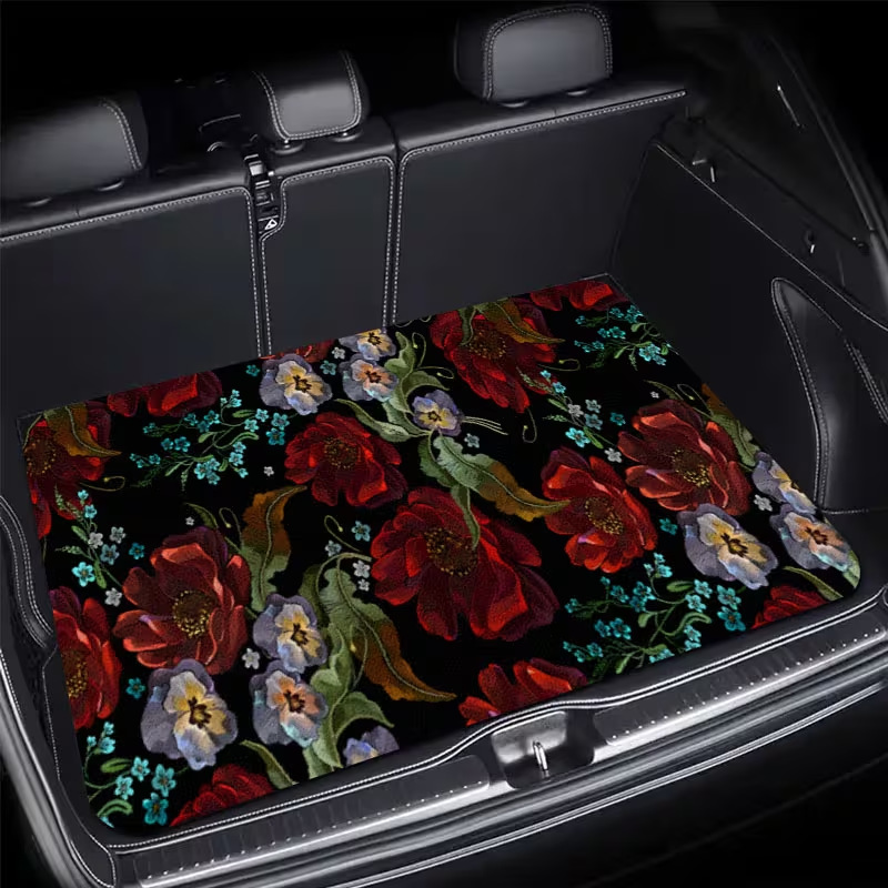 Cross-border best-selling fresh floral car trunk mat, interior decoration mat, dirt-resistant, easy to clean, dust-proof mat