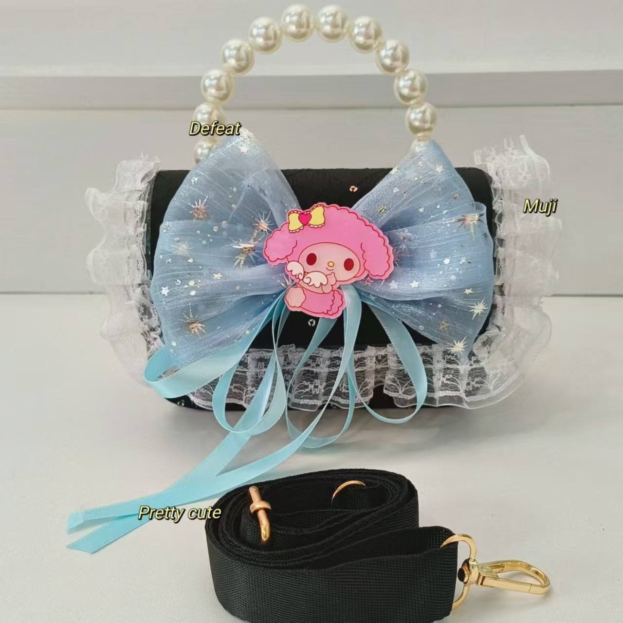 Bolso de arco para niños bolso de perlas bolso de hombro bolso de cambio bolso de accesorios bolso de dibujos animados Melody bolso de princesa