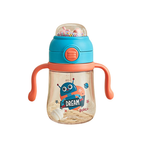 Daily Health Children's Straw Cup, Baby Household Drinking Cup, Fun Water Cup with Handle, Infant Learning Drinking Cup 260ML
