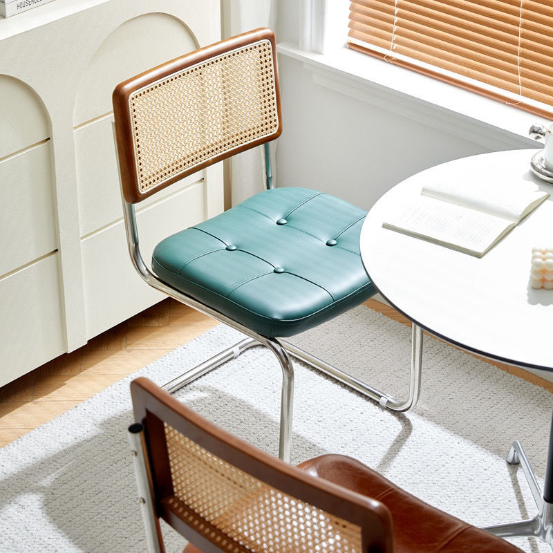 藤編椅子北歐實木家用設計師餐椅中古椅網紅咖啡廳酒店休閒ins椅