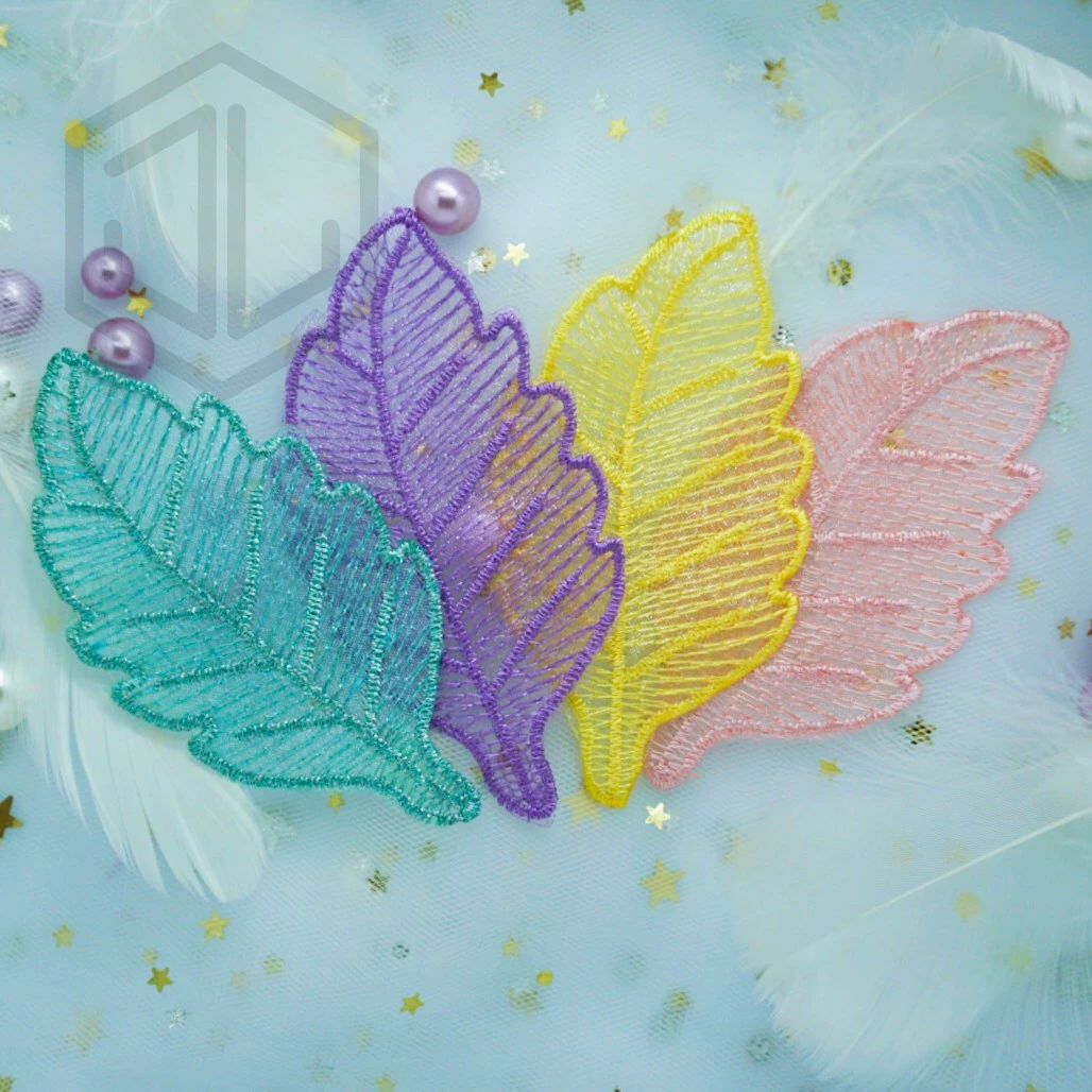 Вышитые сетчатые наклейки из ткани в виде листьев, наклейки для одежды, наклейки для челки, обручи для волос, головные уборы, украшения чонсам, аксессуары ручной работы своими руками