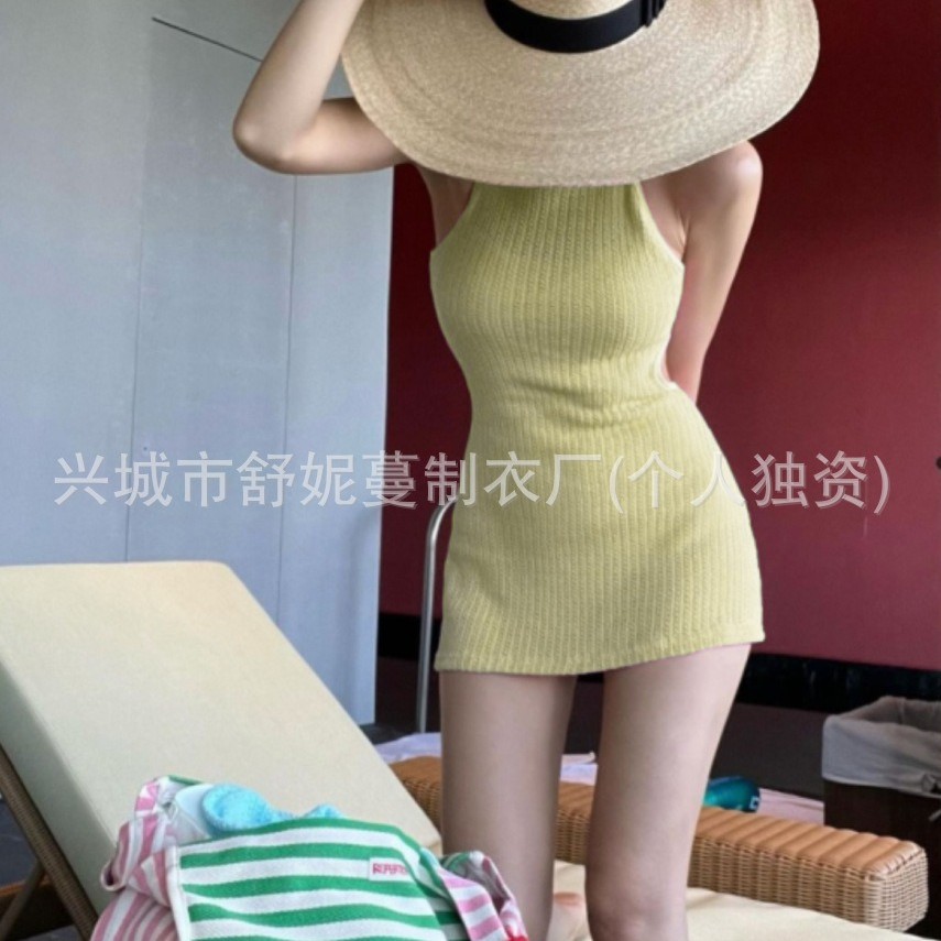 Ins-Style Sheer Sexy Slimming One-Piece Bikini for Small Busts, Pure Desire Swimwear for Women with a High-End Feel and Backless Design