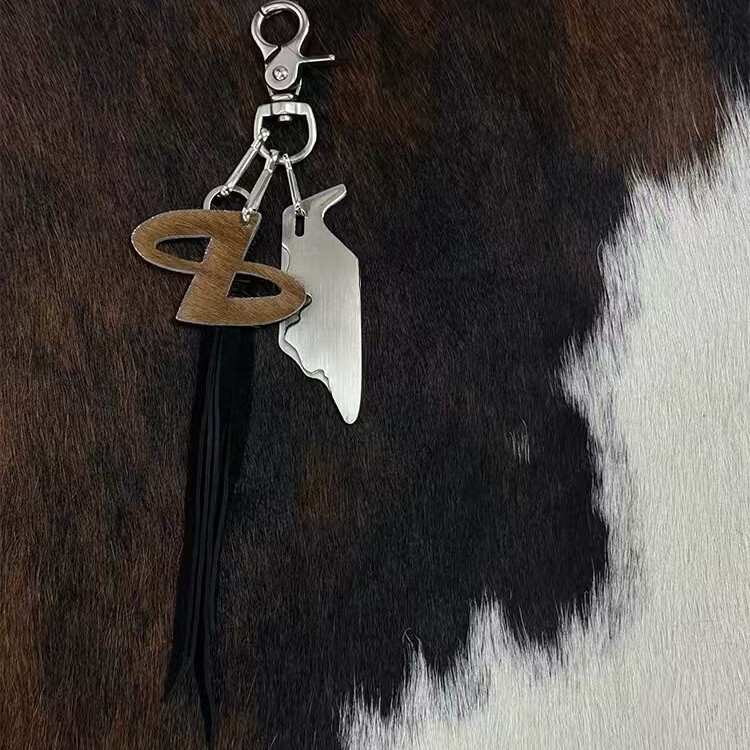 RORY Real Horse Hair Mist Silver Mountain logo Keychain Pendant