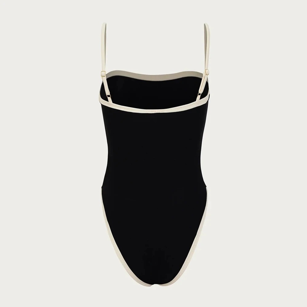 Strap Neckline Slim Fit Type Color Block Pattern Women's Sexy Color Block 1 Piece One Piece Swimwear