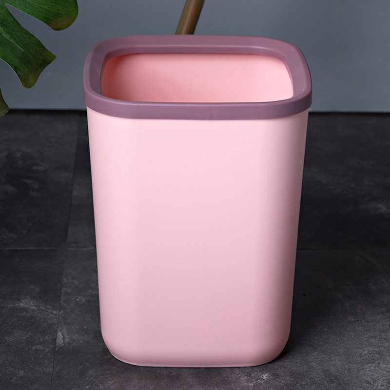 Multi-Color Toilet Trash Can Wholesale Plastic Pressure Ring Dust Basket Living Room Nordic Contrast Color Creative Household Trash Can