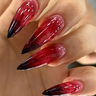 Halloween Long-Pointed Nails, Bright Oily and Blood-Dyed Halloween Elements, Fake Nails, Finished Products, Wholesale Wearable Nails, Holiday Manicure