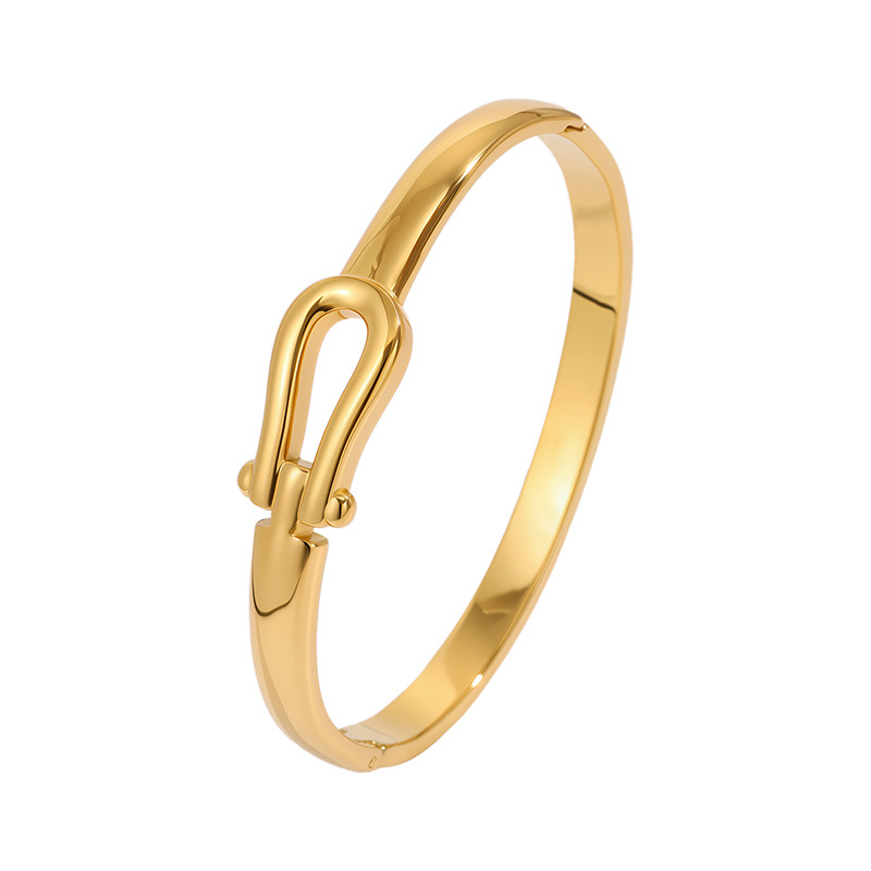 Pulsera de acero de titanio para mujer, sentido de alta gama, pulsera retro europea y americana que no se desvanece, oro de arena, apertura, circón, joyería de pulsera de acero inoxidable image 25