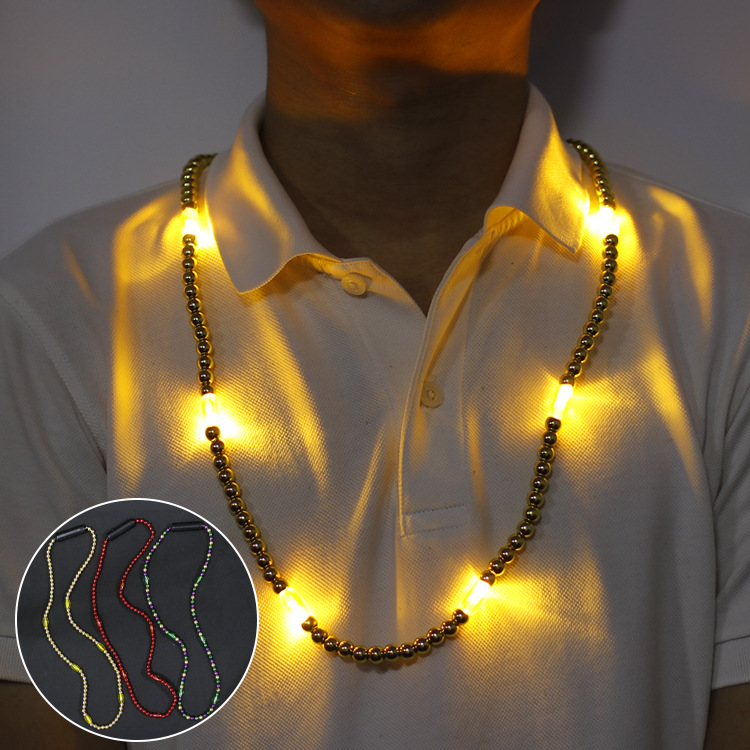 Nuevo collar luminoso cuentas brillante ambiente vacaciones suministros Navidad collar luminoso juguete LED Cadena de cuentas luminosa