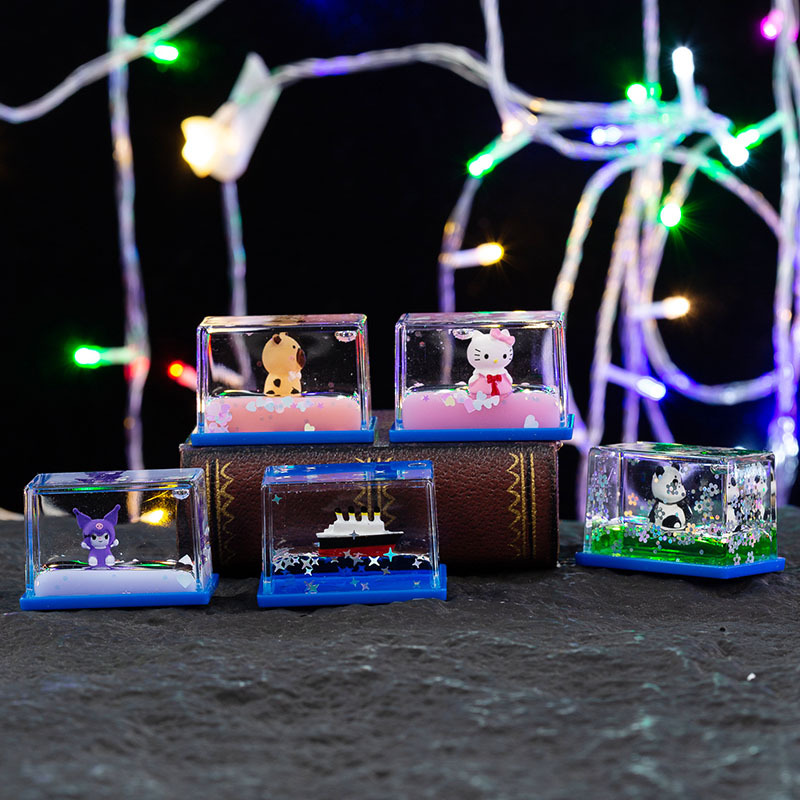 Cartoon Mini Rectangular Oil Drop Liquid Hourglass Student Desktop Decoration Small Ornaments Birthday Gifts