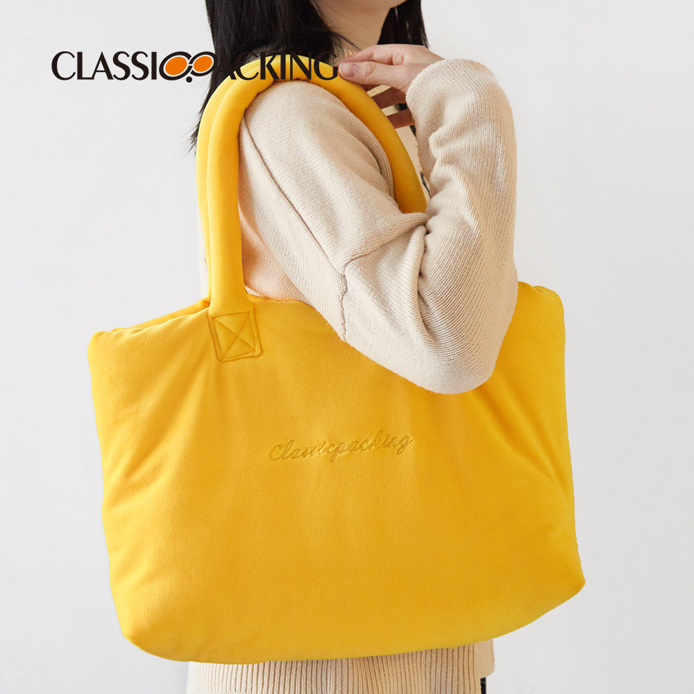 Bolso de hombro de las mujeres artísticas japonesas del todo-fósforo con el logotipo impreso Bolsa de terciopelo al por mayor de la fábrica bolsa de asas simple del color sólido