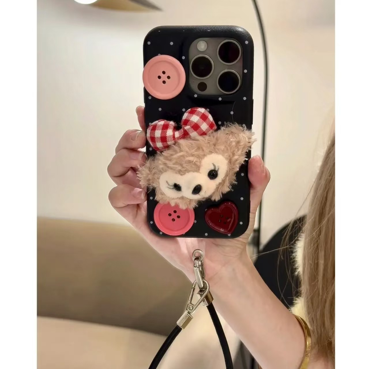 Niña ins felpa muñeca oso para iphone15 cuerda de mano 16ProMax Apple 14/13 funda para teléfono móvil 16