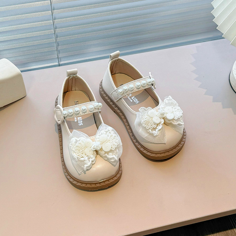 Zapatos de princesa para niñas 2024 nuevo estilo primavera y otoño moda zapatos de cuero para niños zapatos de princesa para niños zapatos individuales con lazo para niñas marea