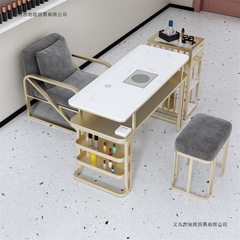北欧轻奢美甲桌吸尘器单双人三人桌椅子网红桌椅组合套装