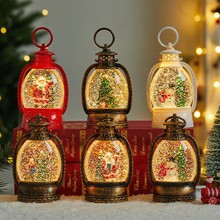 圣诞节装饰马提灯水晶球桌面刷金小夜灯摆件圣诞风灯礼物复古发光