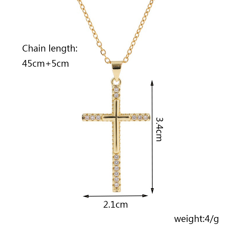 Einfache Kreuz Kupfer Eingelegte Zirkonium Halskette display picture 1