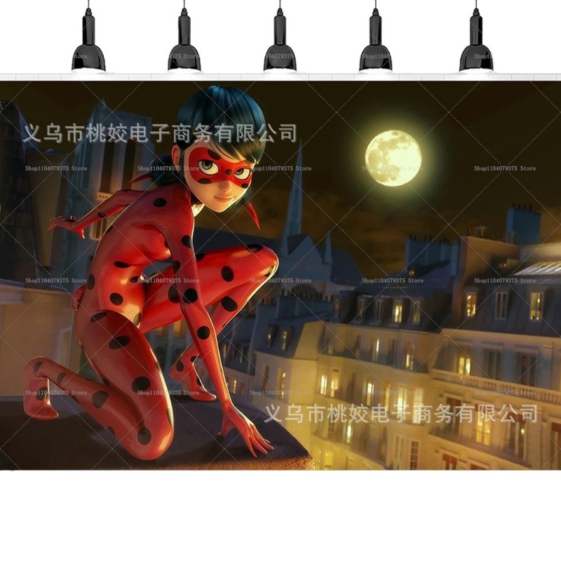 跨境亚马逊瓢虫雷迪儿童生日背景布乙烯基布派对装饰背景横幅接JI|undefined
