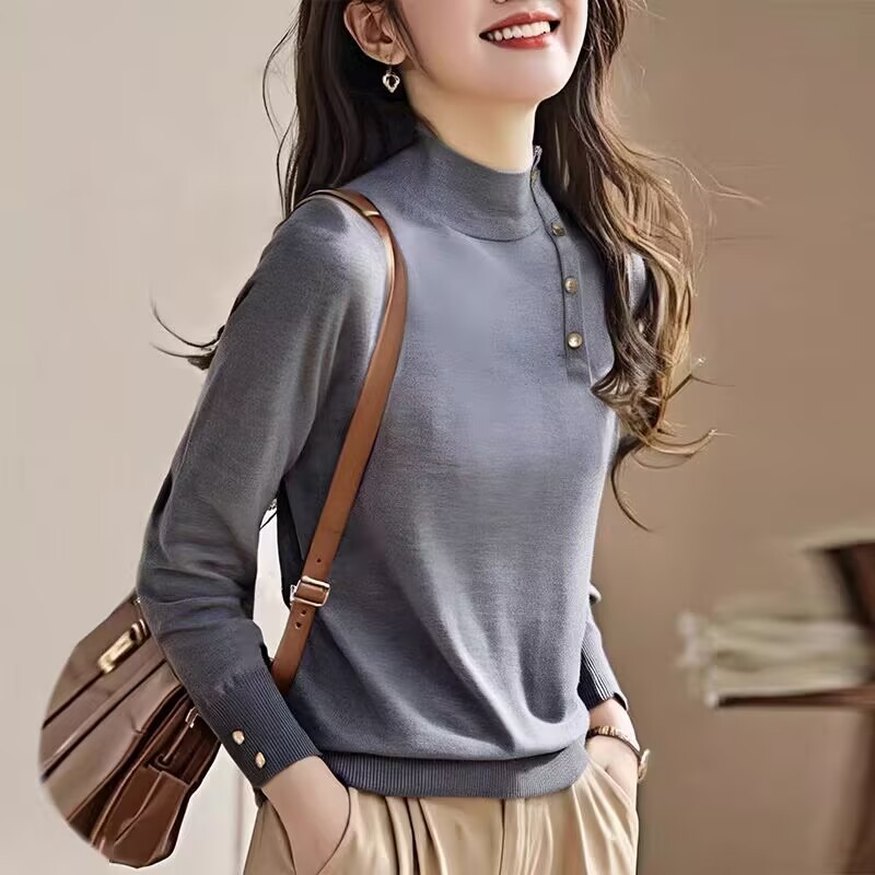 Demi-season knitted design fashionable long-sleeve with a round…