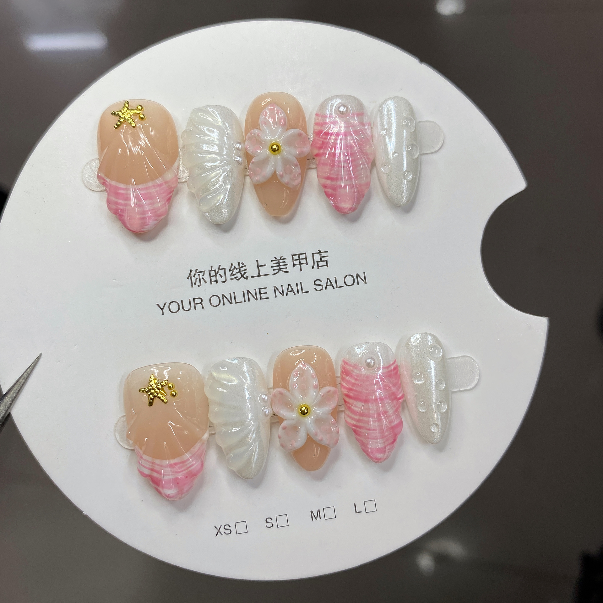 [Colección de manicuras talladas] comercio exterior transfronterizo exclusivamente para usar a mano puro parche de uñas falsas de almendras de estilo europeo y americano