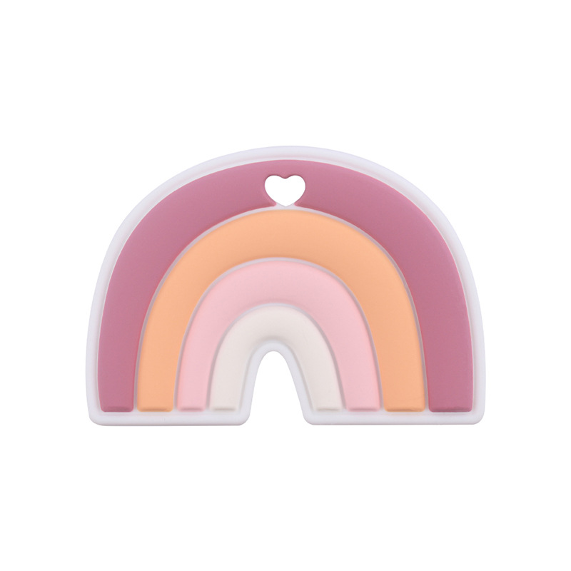 Bebé de dibujos animados de silicona Arco Iris teether stick juguete bebé entrenamiento dientes molienda juguete teether