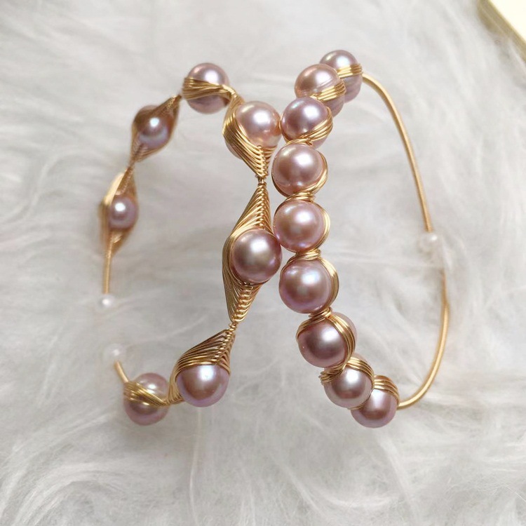 Fashion Round Freshwater Pearl Bangle 1 Piece display picture 3