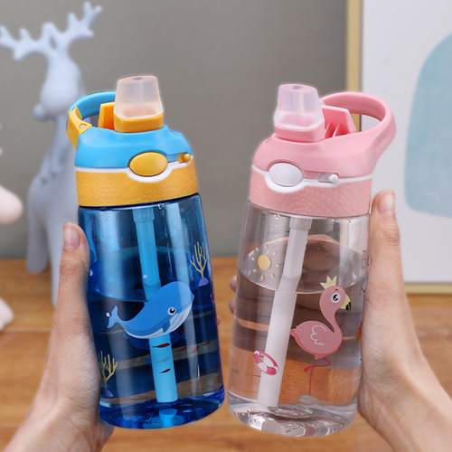 Preschool children's tritan plastic water cup for school students, cartoon summer portable duckbill straw cup