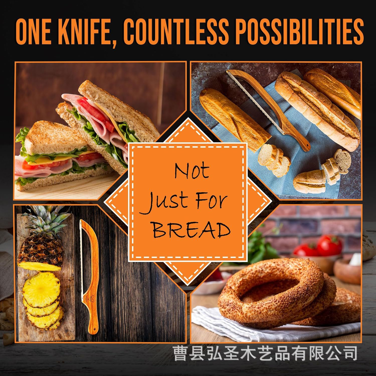 Cuchillo de corte de pan de madera cuchillo de la torta cuchillo de pan serrado simple para hornear pan de madera maciza sierra de corte herramientas de cocina