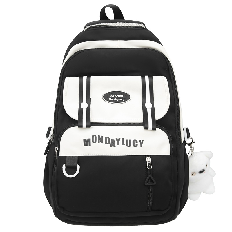 2024 nueva mochila escolar de gran capacidad de color de contraste impermeable para estudiantes universitarios de secundaria y preparatoria