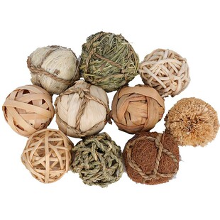 Cross-border supply rabbit hamster molars ball parrot bite toy straw rattan water grass ball rattan ball straw ball