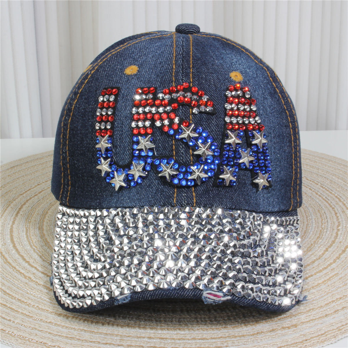 147g Weight Baseball Cap Hats Type Daily, Street Occasion Denim Material Letter, Usa, Butterfly Pattern All Seasons Season Unisex Gender Simple Style, Classic Style Style Curved Eaves Rim Unisex Simple Style Classic Style Letter Usa Butterfly Curved Eaves Baseball Cap 4